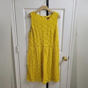 Yellow Sleeveless Lace Dress